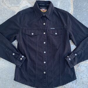 Vintage Fall 2002 Harley Davidson Motorcycles Black Snack Button Down Shirt